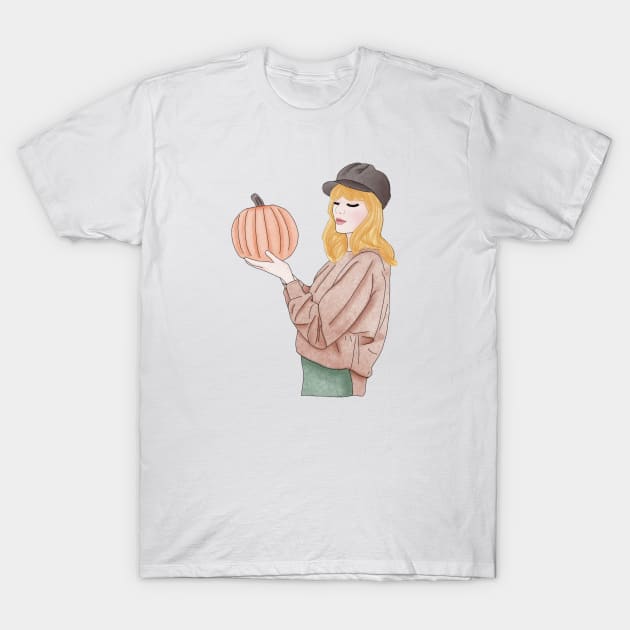 Pumpkin girl (4) T-Shirt by piscoletters